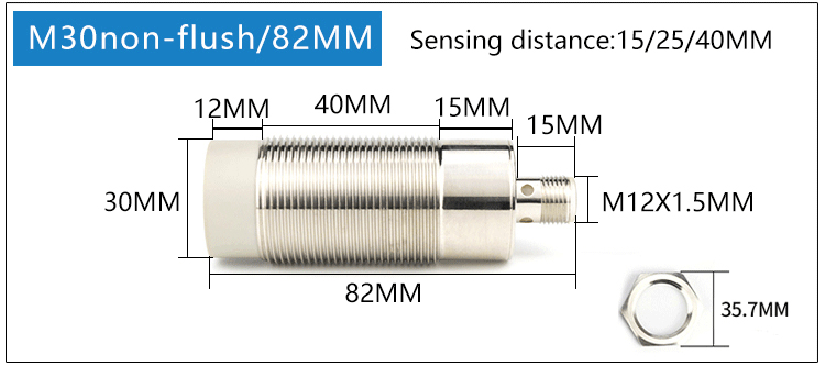 Industrial Waterproof M30 Inductive Proximity Sensor with M12 Co<i></i>nnector and PNP Output for Equipment Switches