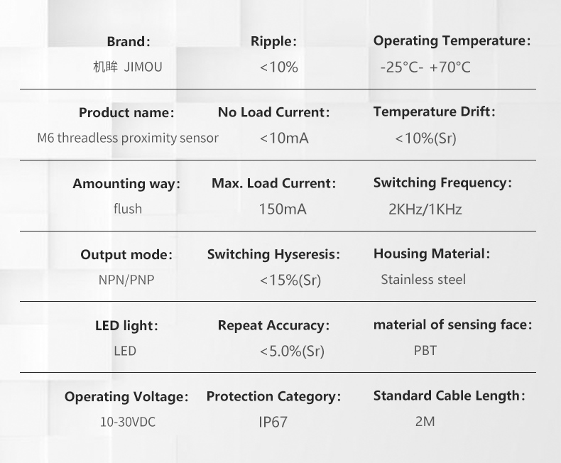 Ultra-Compact M6 IP67 Inductive Proximity Sensor Precision Detection Product