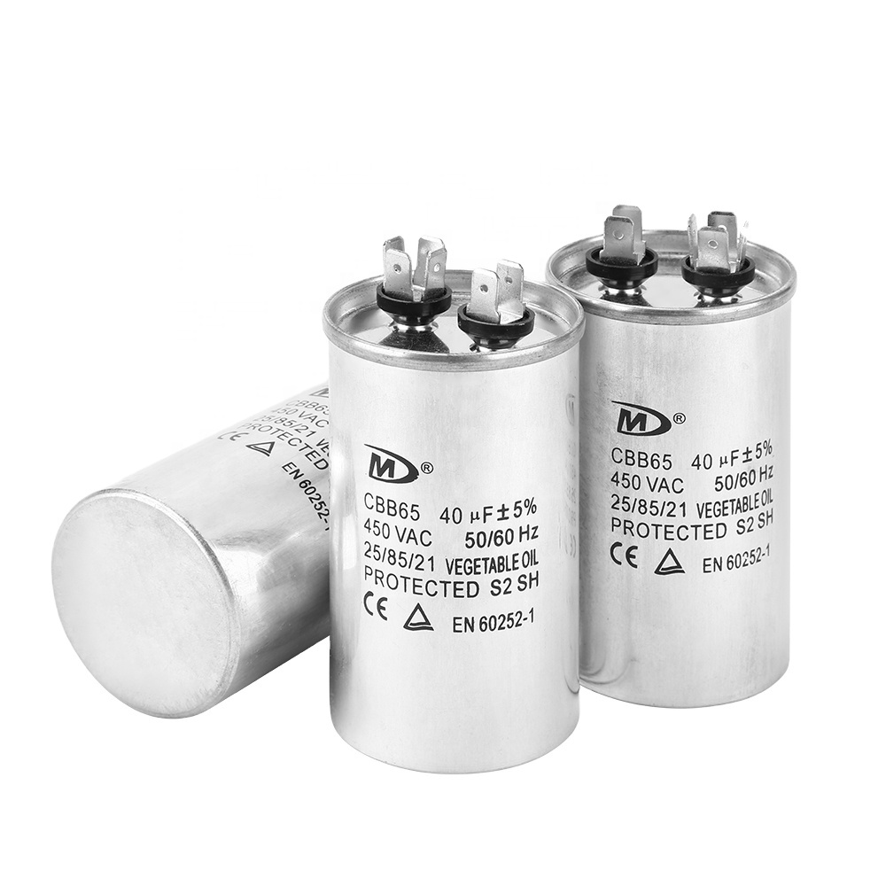 40+5 uf MFD 370/440VAC CBB65 Dual Run Round Capacitor - Fit for Co<i></i>ndenser Straight Cool or Heat Pump Air Conditioner