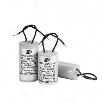 White capacitor CBB60 with wires 50/60hz uF for range hood, water pump / 2