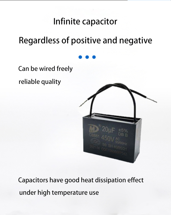 CBB61 me<i></i>tallized polypropylene capacitor 2 wires 50/60hz 450VAC  for fan motor start