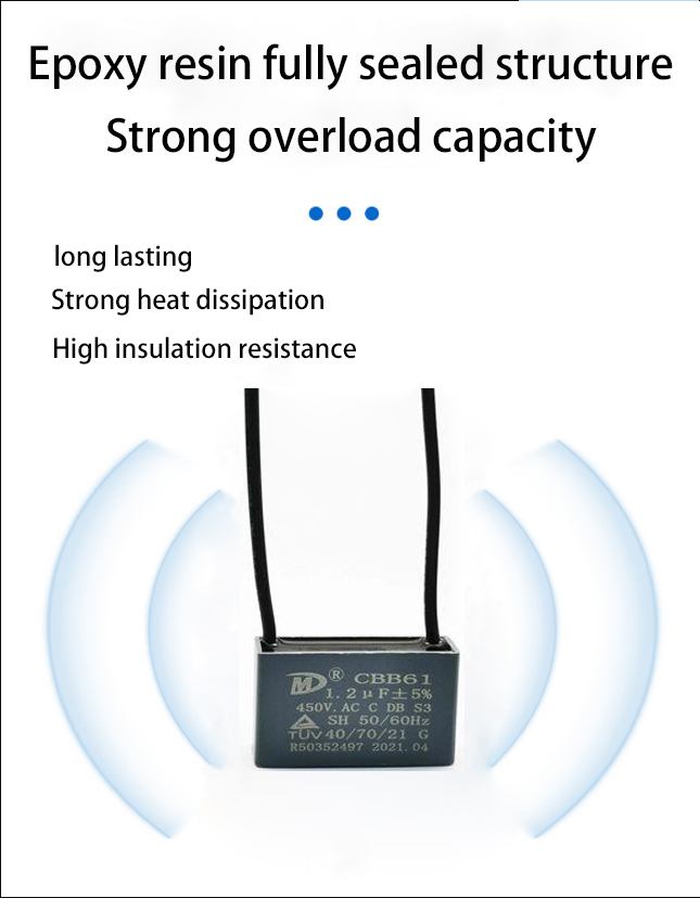 CBB61 me<i></i>tallized polypropylene capacitor 2 wires 50/60hz 450VAC  for fan motor start